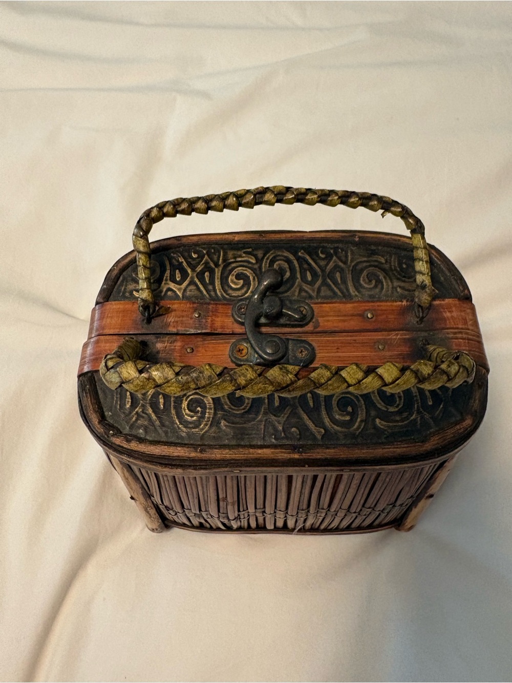 Handcrafted Brown & Olive Woven Mini Bag